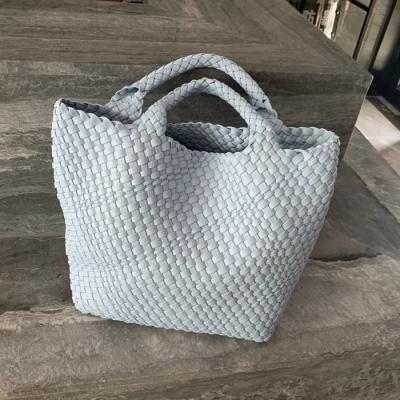 China Fashion Ladies Handbag Sets Handmade Blue Woven Single Shoulder Tote Bag for sale