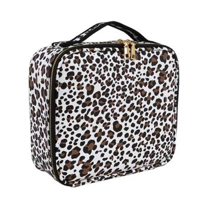 China 2022 New Arrival Fashion PU Leather Leopard Makeup Tool Cases Removable Cosmetic Organizer Zipper Dividers Filter Frames for sale