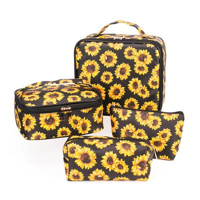 China Fashion Custom Cosmetic Bag Sunflower Make Up Bag Sets Travel Organizer Makeup Filter Endcaps for sale