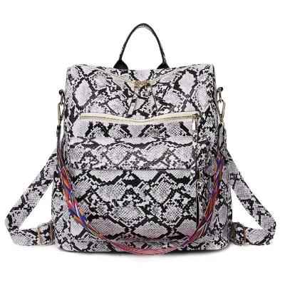 China 2022 waterproof designer fashionable snake printing backpacks for women travel bag with shoulder strap mom diaper bag for sale