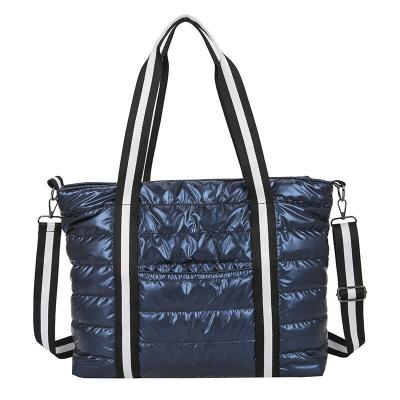 China Large Fashion Stripper Tote Bag Quilted Cotton Padded Designer Handbags For Stripper Shoulder Bag Women Customized Pillow Shopper Nylon Bag for sale