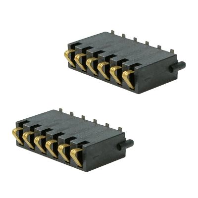 China Battery Spring Metal Contact 6 Pin Gold Plated Contact Connector With Housing RC0093 for sale