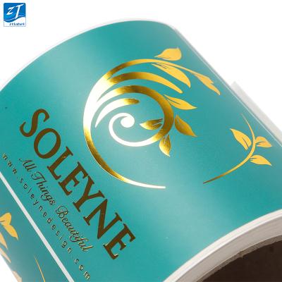 China Waterproof Self Adhesive Vinyl Customized Printing Stamping Stickers Clear Transparent Gold Foil Logo Label for sale