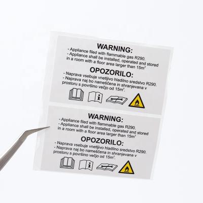 China Waterproof Custom Printing Plastic Caution Labels Caution Label Printing Service Warning Sticker For Plastic for sale