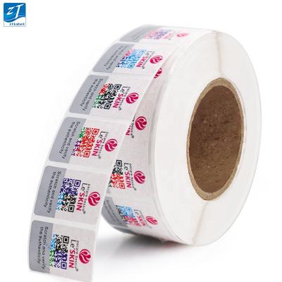 China Waterproof Custom Print Adhesive Label Sticker Roll Counterfeit Anti Scratch Off Stickers for sale