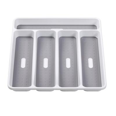 China Non-slip Storage Plastic Counter Organizer Counter Utensil Kitchen Cutlery Drawer Tray for sale