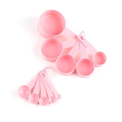 China 10pcs Viable Colorful Plastic Kitchen Tools Cooking Tea Coffee Measuring Cup Spoon Baking Set with Scale for sale