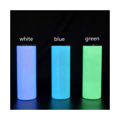 China Viable 20 oz DIY White Stainless Steel Straight Lean Vacuum Cup Luminous Glow In The Dark Sublimation Tumbler for sale