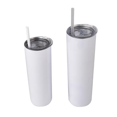 China Workable 20oz 30oz Double Wall Stainless Steel Vacuum Insulated Blank Sublimation Tumbler Blank With Straw Lean for sale