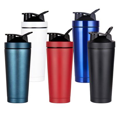 China 750ml Sport Mixer Water Cup Custom Viable Steel Vacuum Insulated Gym Protein Shaker Bottle Logo Portable Double Wall Stainless for sale