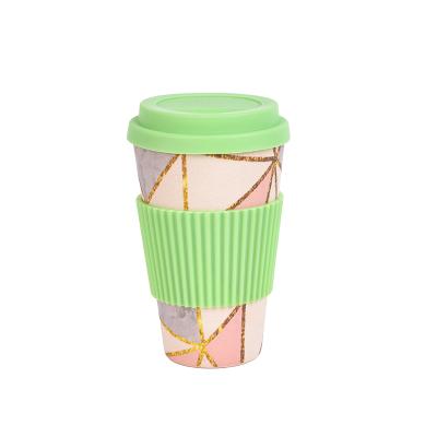 China Sustainable Reusable Bamboo Fiber Travel Mug Heatproof Eco-friendly Coffee Mug With Silicone Lid for sale