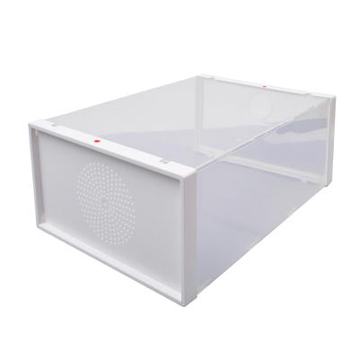 China Custom Open Folding Logo Clear Stackable Side Wholesale Folding Transparent Folding Shoe Storage Box for sale