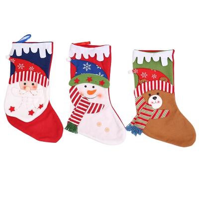 China Christmas Tree Toys Santa Snowman Reindeer Canvas Hanging Decorations Felt 3D Plush Family Christmas Stockings for sale