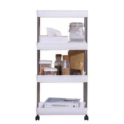 China Hot Slim Sustainable Amazon Storage Shelf Cart Rolling Stand Utility Cart Removable Mobile Space Storage Narrow Shelf Organizer for sale