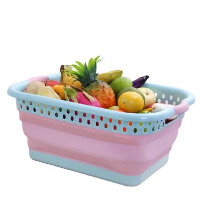 China New Cavity Storage Barrel Toy Cloth Washing Folding Storage Portable Portable Folding Plastic Basket for sale