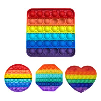 China Hot Relaxation Toys Autism Relieve Stress Educational Soft Silicone Push Noise Bubble Sensory Snap Toys Rainbow Busy Person Toy for sale