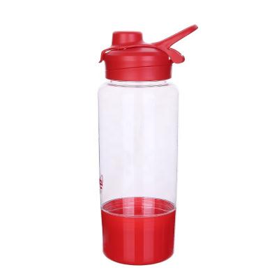 China New Design Gym Protein Shaker Bottle Viable Large Capacity Portable Bottom Open Custom Logo Plastic Bottle With Snack Storage Space for sale