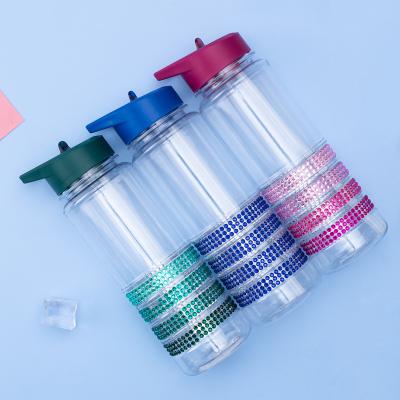 China 320ml Kids Gel Bottle Ring Design Prevent Loss Colorful Kids Straw Water Bottle Viable for sale