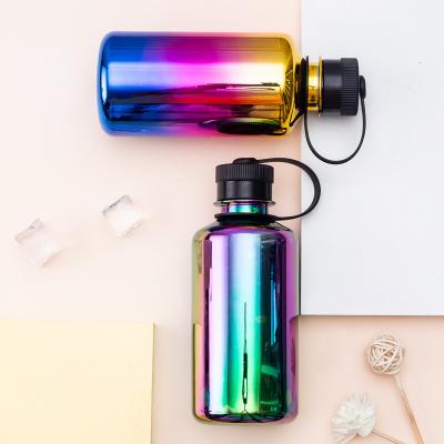 China Sustainable Colorful Metal Texture Water Bottle Tritan Petg Upright Travel Sports Convenient Water Cup Water Bottle for sale