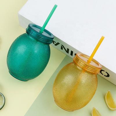 China Sustainable High Quality 630ml Lemon Shape Kids Suction Cup Hard China Manufacture Cup Mug Eco Friendly Plastic for sale