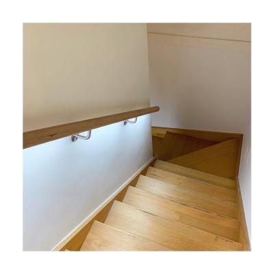 China Integrated Led-Lighting Stair Railing Factory Customize Round Timber Stair Wall Railing Led Lighting Balustrade Handrail for sale