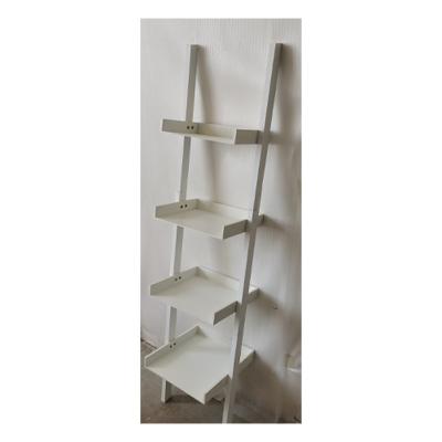 China Sustainable Modern White MDF 4 Tier Ladder Shelf Bookcase For Living Room for sale