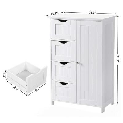 China Modern Bathroom Furniture Vanity Furniture 4 Drawers Solid Wood Storage Cabinet Large Shelf for sale