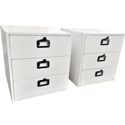 China Wholesale Modern Bedroom Furniture White LED Light Bedside Table Drawer Nightstand Set Of 2 for sale