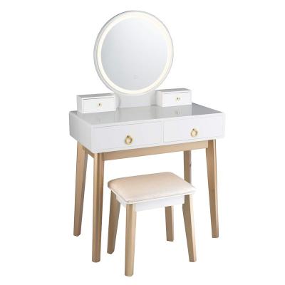 China Modern Vintage Design Pine MDF W80*D40*H128cm Make Up Dressing Table Mirror With Lights for sale