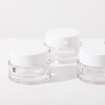 China Didectly Factory Sell Cosmetic White Lid Transparent Plastic Cosmetics Bottles Luxury Acrylic Cream Jar Cosmetic Packaging for sale