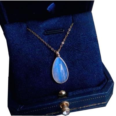 China PJ-C228 Moonlight PJ-C228 Bag 14K Pear Shaped Natural Blue Stone Punk Phnom Penh Oval Heart Pendant Necklace for sale