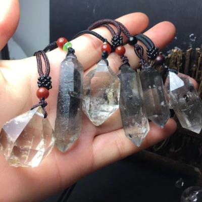 China PJ-C213 Punk Chose Original Herkimer Diamond Herkimer Diamond Double Tremolite Stone Pendent Backbone Acute Energy Stone for sale