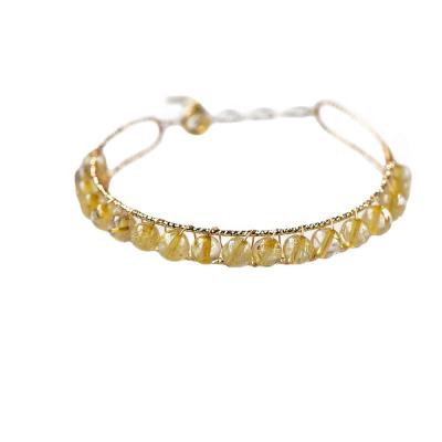 China PJ-C200 Gold 14K Gold Crystal Beads Bracelet Women Lead Free Natural Titanium Yellow Hair Bracelet Real Brazil for sale