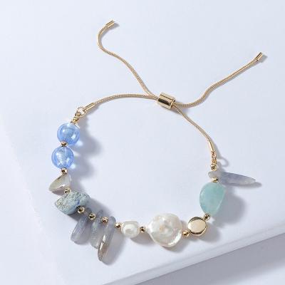 China FASHIONABLE crystal stone PJ-C349 wholesale price gemstone bracelet hot sale adjustable size bead bracelet for sale