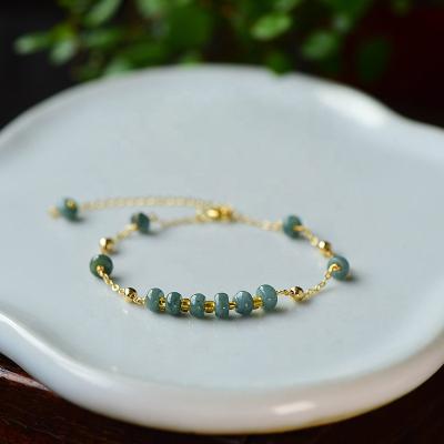 China PJ-C306 FASHIONABLE Blue Water Abacus Beads Bracelet 14K Green Gold Plated Bangle Bracelet National Women for sale