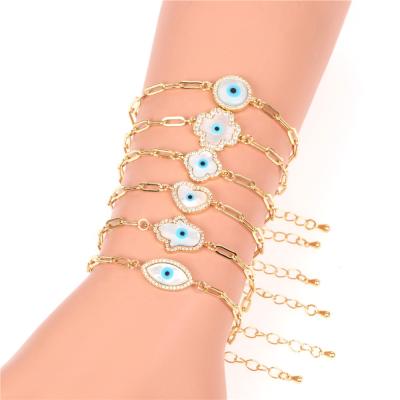 China European and American hot bracelet PJ-C303 lead-free hop hip bracelet INSTAGRAM eye palm shell diamond bracelet for sale