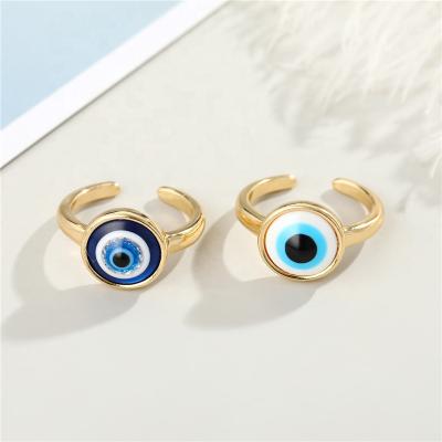 China Cute Unique PJ-C130 Devil's Eye Ring Adjustable Fashion Jewelry Big Devil Eyes Trendy Gold Plated Stats Exaggeration Open Rings for sale