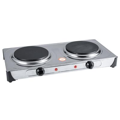 China Adjustable Temperature Stainless Steel Electric Hotplate Double Burners Heater Hot Plate Kitchen Appliances for sale