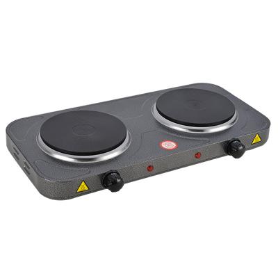 China Household 2000W Portable Solid Electric Hot Plate Cooker Double Burner With Double Griddle Stove for sale