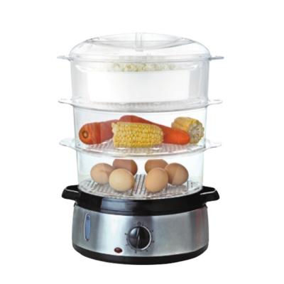 China Household Portable Electric Food Steamer with Timer Control with 3 Layer Transparent Basket in Large Capacity for sale