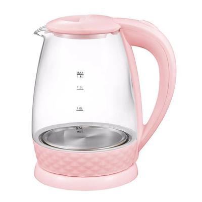 China Cheapest Wholesale Hot Sale 360 ​​Degree Rotation Hotel 220V 1500W Glass Base CB Kettle 1.8L CE Electric Water Kettle for sale