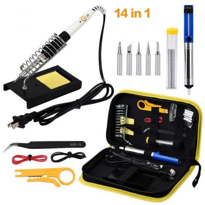 China Machine Repair Shops 110V 60W Adjustable Temperature Electric Welding Kit+5Pcs Iron Tips Repair Tool Portable Welding Tweezers for sale