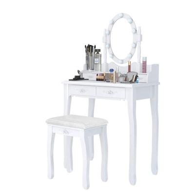 China Disassembled Nordic Make Up White Mirrored Vanity Table 3 Drawers Dressing Table Set for sale