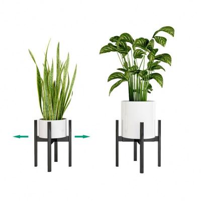 China WELLAND Easy Modern Solid Adjustable Telescopic Flower Stand Plant Pot Flower Stand Bamboo Rack Indoor And Outdoor Rack for sale