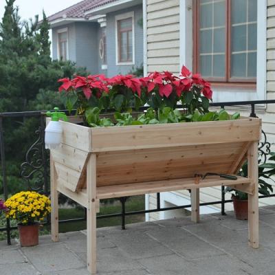 China Cedar Wood Raised Trough Vegetable Plant Container Raised Garden Wood Bed Kits Natural Tables for sale