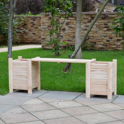 China Modern Wood Planter Boxes with Natural Cedar Wood Seating Bench Make Patio, Balcony, Outdoor Wood Chair for sale