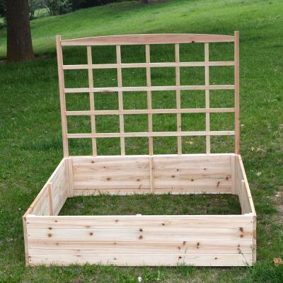 China American style raised wooden garden beds with unfinished trellis for small garden vegetable planting for sale