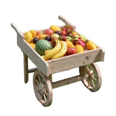 China Free Move Wooden Display Cart Planters Free Move Wooden Garden Decor Plant Carts for sale