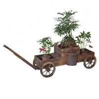 China Old Fashioned Antique Backyard Cedar Wood Planter Carts Garden Cart Planters for sale