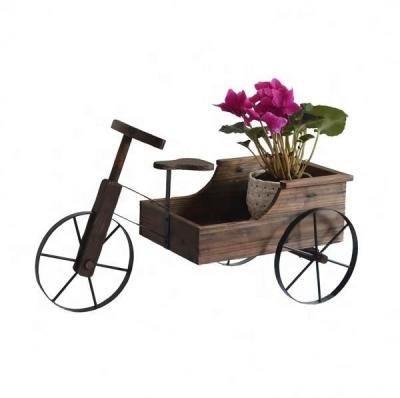 China Move Free Three Wheeler Wooden Flower Planters Pedicab Garden Planters for sale